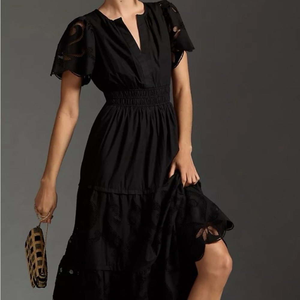 Anthropologie Somerset Maxi Cutwork Edition Black Sz: XXS NWT - Picture 2 of 9